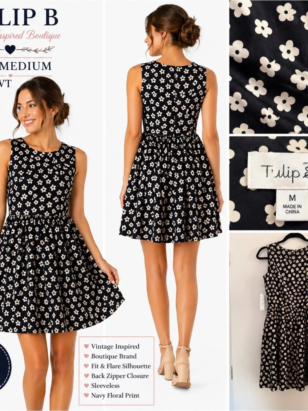 NWT TULIP B SIZE MEDIUM SLEEVELESS DRESS. - Picture 2 of 7